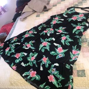 Old Navy summer dress in black with big colorful flowers.